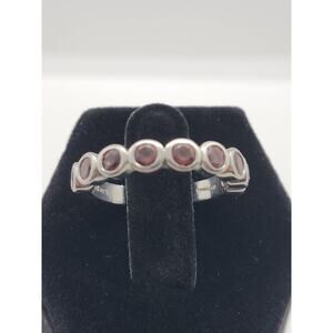 Thai Sterling Silver and Garnet Anniversary Ring Sz 6.75